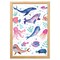12" x 16" Cute and Quirky Nautical Animals Framed Wall Art, Contemporary Home Décor for Baby or Child's Room, Glass Facing and Hanging Hardware